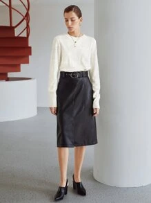 MOTF PREMIUM Áo Len Họa Tiết Len - Màu be - Xem 7