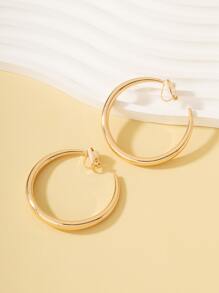 1pair Fashionable Basic Plain Metallic Circle Ear Clip