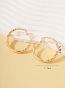 1pair Fashionable Basic Plain Metallic Circle Ear Clip