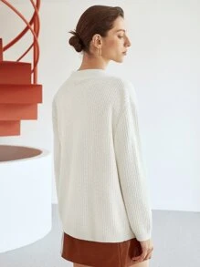 MOTF PREMIUM RELAXED PEARL BUTTON CARDIGAN - Beige - View 9