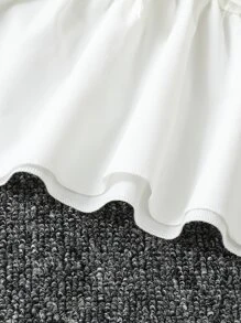 Chicas Blusa peplum ribete con fruncido fruncido delantero - Blanco - Ver 6