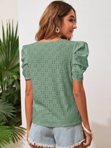 SHEIN Clasi Camiseta de manga farol schiffy - verde menta - Ver 2