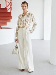 MOTF PREMIUM 鏈條繫腰帶洋裝長褲 - 白色 - 查看 7