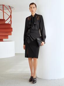 MOTF PREMIUM GATHERED RUFFLE SKIRT - Black - View 5