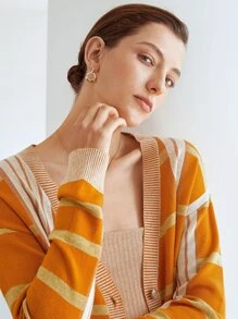 MOTF PREMIUM PLAID KNIT CARDIGAN - Orange - View 3