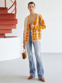 MOTF PREMIUM PLAID KNIT CARDIGAN - Orange - View 5