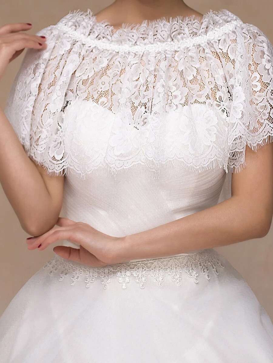 Envoltura de boda con encaje floral - Beis - Ver 1