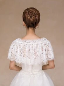 Envoltura de boda con encaje floral - Beis - Ver 2