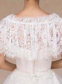 Envoltura de boda con encaje floral - Beis - Ver 3