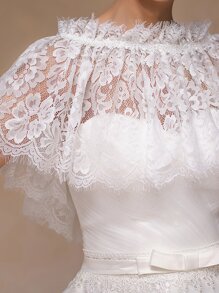 Envoltura de boda con encaje floral - Beis - Ver 4