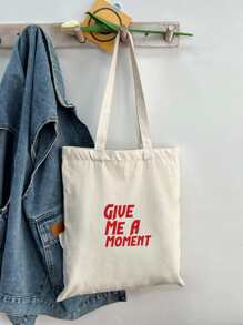 Hombres Bolsa de compras con estampado de slogan - Blanco - Ver 1