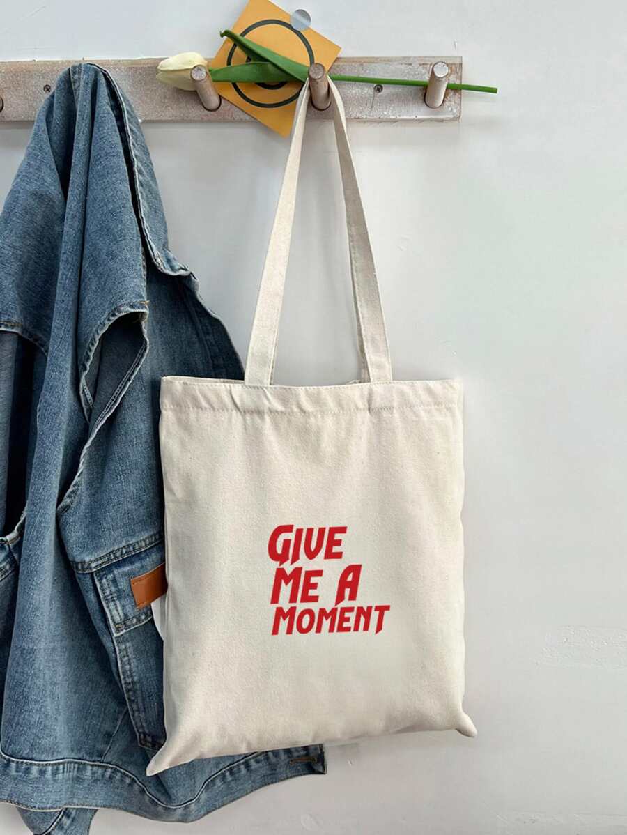 Hombres Bolsa de compras con estampado de slogan - Blanco - Ver 1