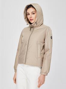 ZIAI Zip Up Hooded Padded Coat For Winter - Beige - View 3