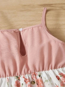 SHEIN Baby Girl Floral Print Ruffle Trim Cami Dress - Multicolor - View 4