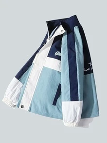 Boys Letter Graphic Colourblock Coat - Cadet Blue - View 4