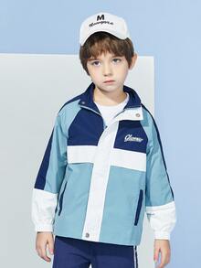 Boys Letter Graphic Colourblock Coat - Cadet Blue - View 5