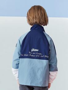 Boys Letter Graphic Colourblock Coat - Cadet Blue - View 7