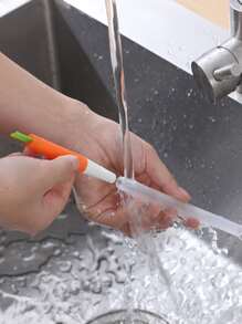 1pc Two Tone Cup Lid Cleaning Brush - Orange - View 4