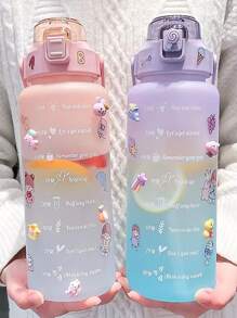 1入組漸層色水瓶，2 款隨機出貨，霧面，2000 毫升大容量，耐高溫，適合運動、戶外活動 - 彩色 - 查看 2