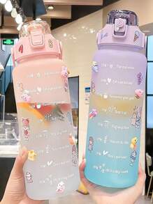 1入組漸層色水瓶，2 款隨機出貨，霧面，2000 毫升大容量，耐高溫，適合運動、戶外活動 - 彩色 - 查看 1