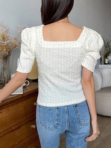 DAZY Áo thun nữ màu trơn Giải trí - trắng - Xem 2