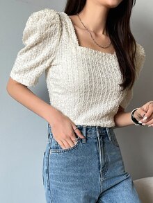 DAZY Áo thun nữ màu trơn Giải trí - trắng - Xem 4