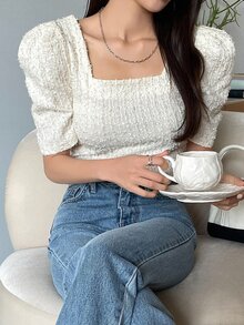 DAZY Áo thun nữ màu trơn Giải trí - trắng - Xem 5