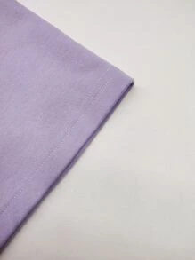 Manfinity Hypemode 男士卡通和字母圖案落肩T恤 - 淡紫色 - 查看 3