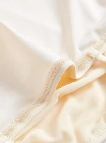 SHEIN MOD 肩上打結褶邊緊身洋裝 - 杏色 - 查看 4