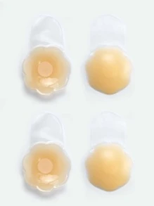 兩對貝殼邊矽膠乳貼 - 杏色 - 查看 1