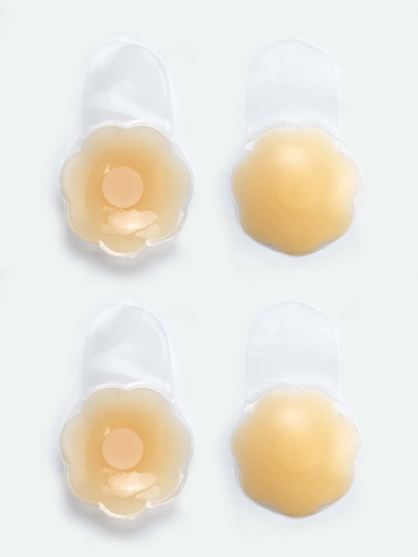 兩對貝殼邊矽膠乳貼 - 杏色 - 查看 1