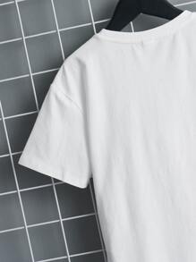 SHEIN Tween Boy Casual Wolf & Geometric Print Short Sleeve Round Neck T-Shirt, Summer