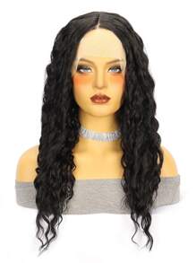 13*4*1 T型花邊中等卷人造假髮 - 黑色 - 查看 4