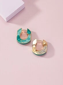 Rhinestone Decor Hoop Earrings - Multicolor - View 2