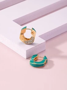 Rhinestone Decor Hoop Earrings - Multicolor - View 3