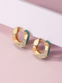 Rhinestone Decor Hoop Earrings - Multicolor - View 6