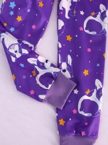 Girls Cartoon Graphic Snug Fit PJ Set - Purple - View 5