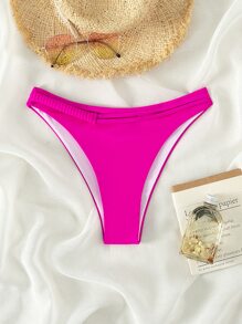 Summer Plain High Cut Bikini Bottom - Hot Pink - View 3