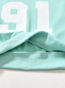 Girls Number Print Crop Sweatshirt - Mint Green - View 6