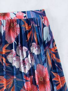 Tropical Print Push Up Summer Beach Bikini Set With Beach Skirt - Multicolor - View 7