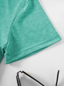 SHEIN Essnce Cat & Floral Print Tee - Mint Green - View 4