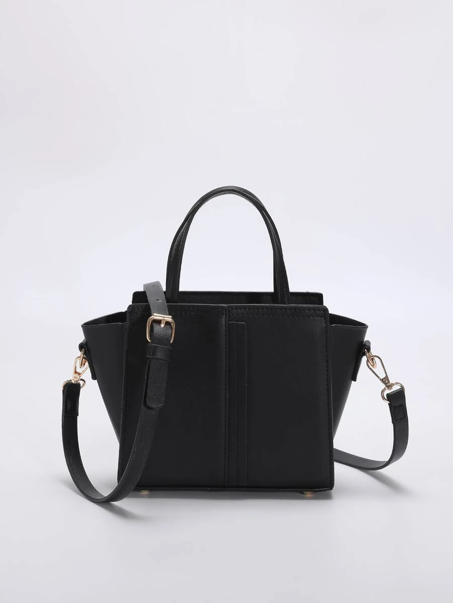 Mini Double Handle Square Bag - Black - View 1