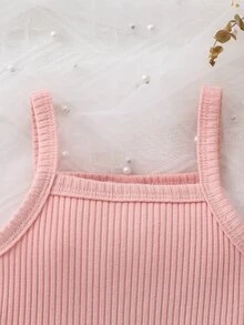 Bebé 3 piezas Top de tirantes tejido de canalé ribete en forma de lechuga - Multicolor - Ver 5