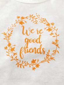 Baby Girl Slogan Graphic Tee & Polka Dot Pants - Multicolor - View 3