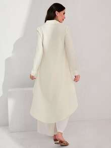 Mulvari Solid High Low Hem Shirt - Apricot - View 2