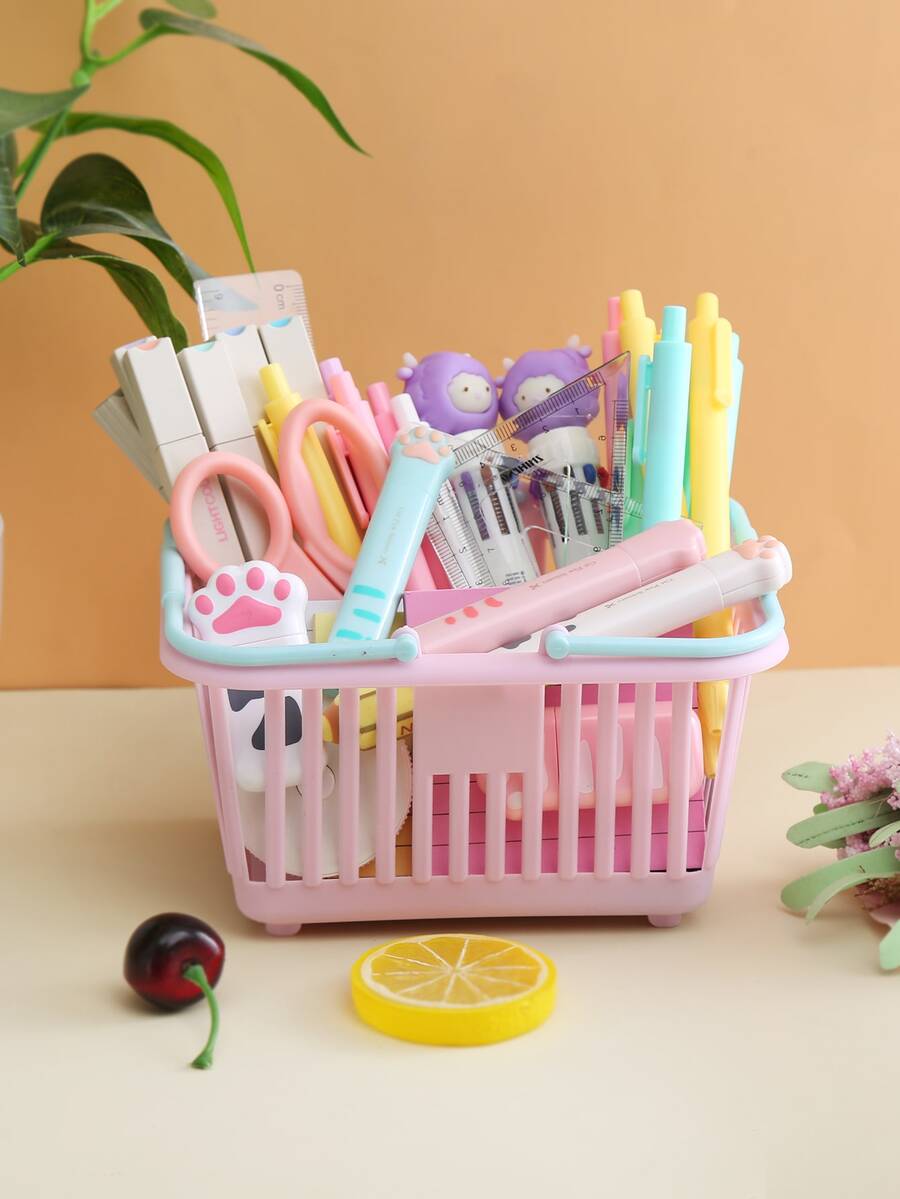 1pc Multifunction Stationery Storage Basket - Multicolor - View 1