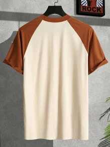 Manfinity Homme Men Colour Block Letter Patched Detail Contrast Raglan Sleeve Tee