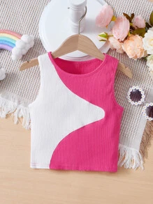 SHEIN Chicas Top tank de dos tonos tejido de canalé - Multicolor - Ver 1