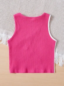 SHEIN Chicas Top tank de dos tonos tejido de canalé - Multicolor - Ver 2