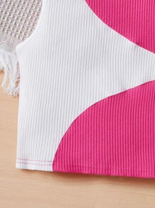 SHEIN Chicas Top tank de dos tonos tejido de canalé - Multicolor - Ver 3